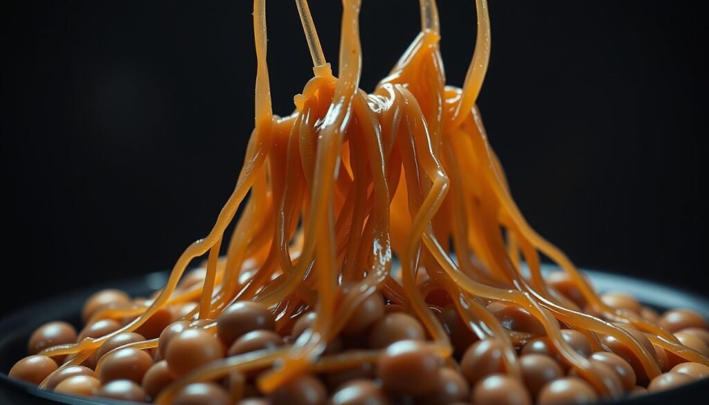 Textura pegajosa del natto Textura pegajosa del natto